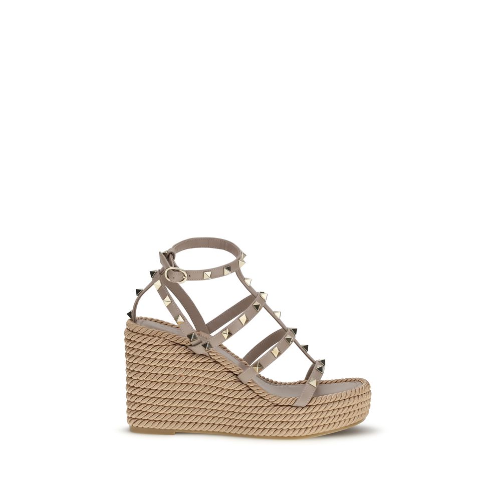 Valentino Garavani Beige Calf Leather Bos Taurus Espadrilles