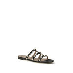 Valentino Garavani Black Calf Leather Bos Taurus Flat Sandals