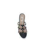 Valentino Garavani Black Calf Leather Bos Taurus Flat Sandals