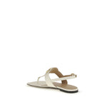 Valentino Garavani Cream Calf Leather Bos Taurus Flat Sandals
