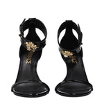 Versace Black Leather Stiletto Heel Sandals