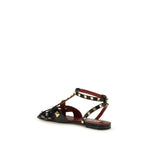 Valentino Garavani Black Goatskin Flat Sandals