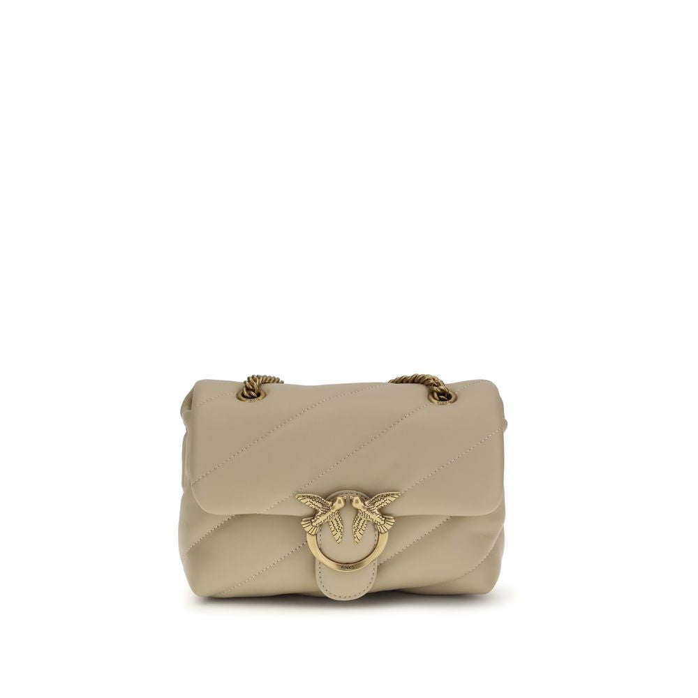 PINKO Beige Calf Leather Bos Taurus Shoulder Bag