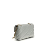 PINKO Gray Calf Leather Bos Taurus Shoulder Bag