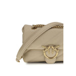 PINKO Beige Calf Leather Bos Taurus Shoulder Bag