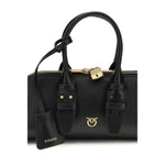 PINKO Black Calf Leather Bos Taurus Handbag