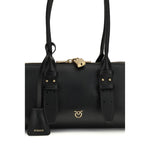 PINKO Black Calf Leather Bos Taurus Shoulder Bag