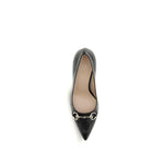 Gucci Black Calf Leather Bos Taurus Mid Heel Pumps