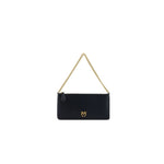 PINKO Black Calf Leather Bos Taurus Shoulder Bag