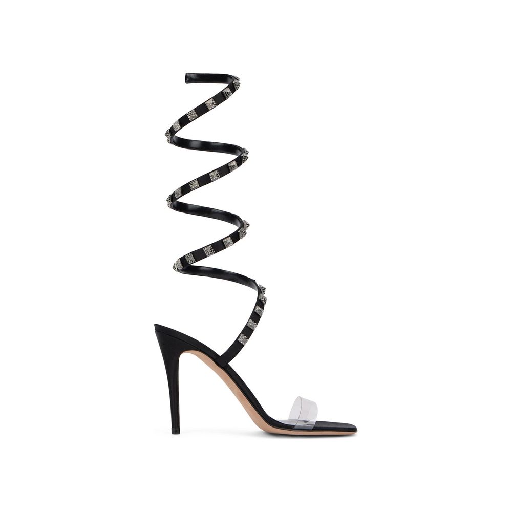 Valentino Garavani Black Lamb Leather Stiletto Heel Sandals