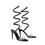 Valentino Garavani Black Lamb Leather Stiletto Heel Sandals