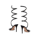 Valentino Garavani Black Lamb Leather Stiletto Heel Sandals