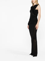 Saint Laurent semi-sheer one-sleeve long dress