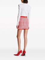 Balmain Gingham fine-knit miniskirt