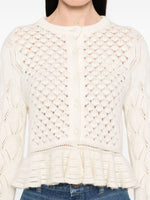 Chloé Ruffled logo cardigan in a silk, alpaca & cotton knit