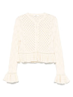 Chloé Ruffled logo cardigan in a silk, alpaca & cotton knit
