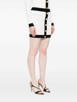 Balmain Button-embellished ribbed-knit mini skirt