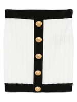 Balmain Button-embellished ribbed-knit mini skirt