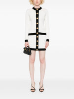 Balmain Button-embellished ribbed-knit mini skirt