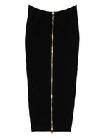 Balmain Cable-knit button-front midi fitted skirt