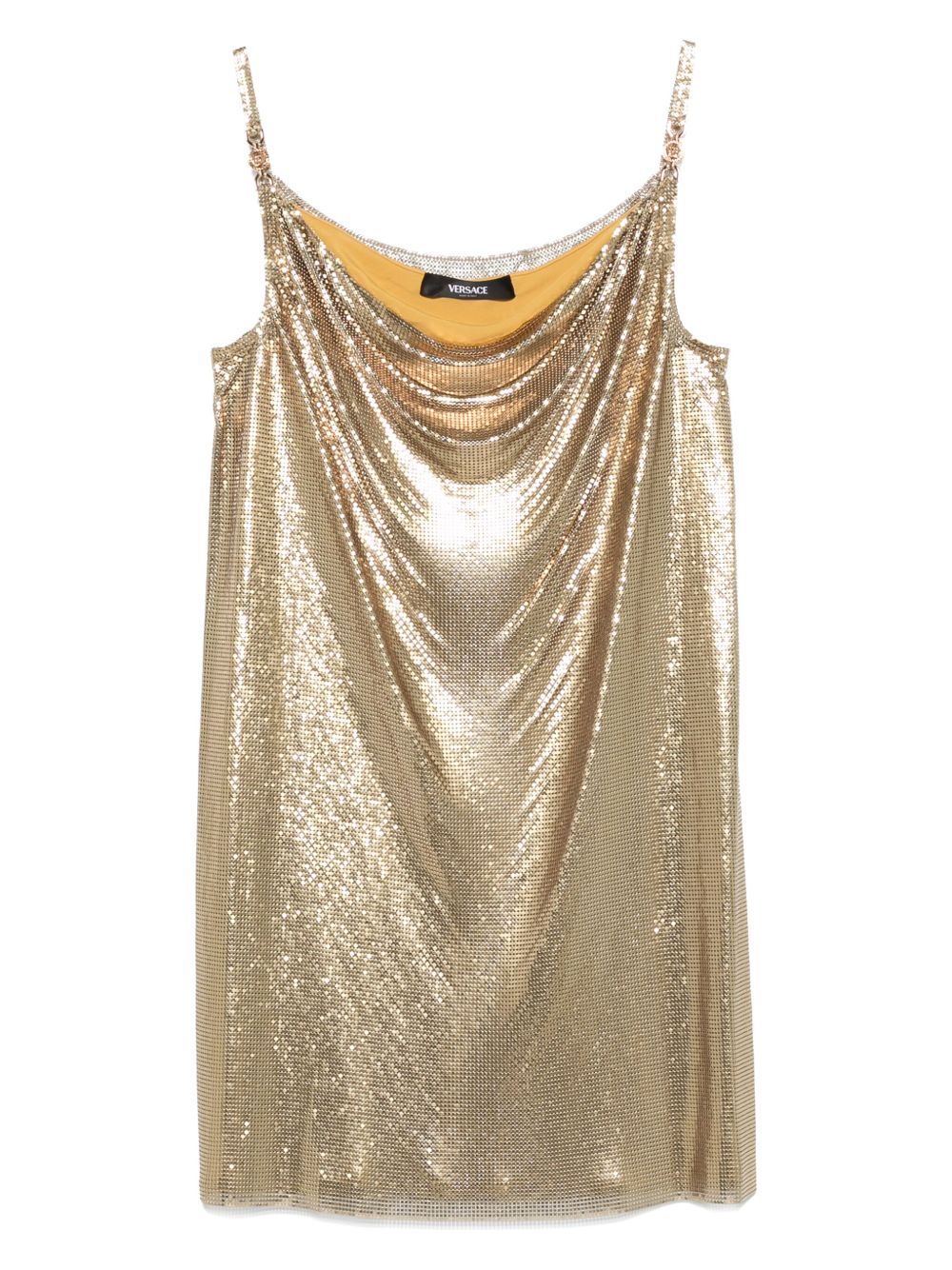 Versace Metallic mesh mini dress with slip