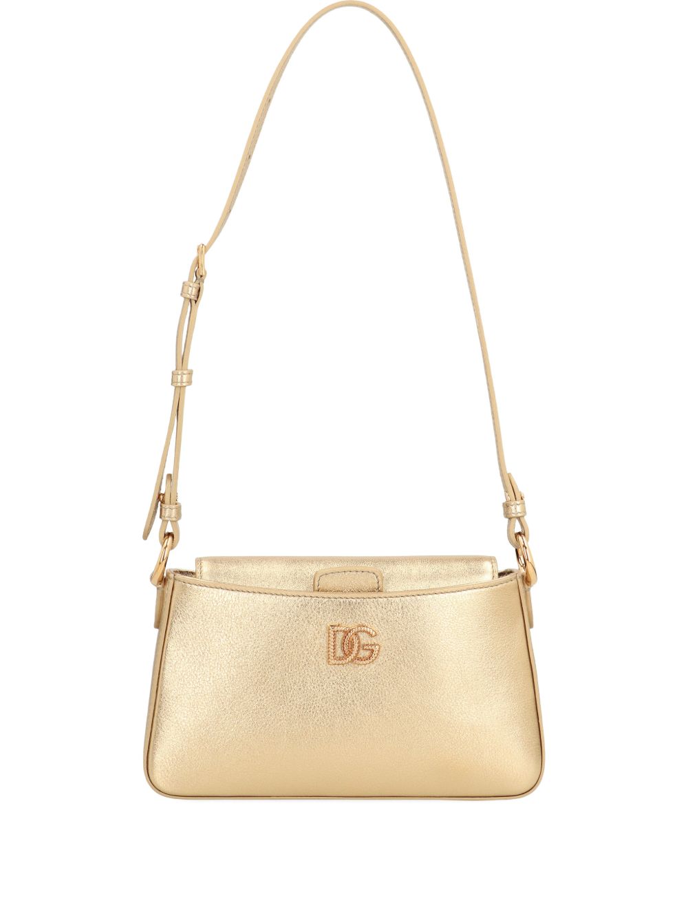 Dolce & Gabbana-Gold Laminated Calfskin phone bag
