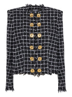 Balmain Frayed Button cropped Tweed Jacket
