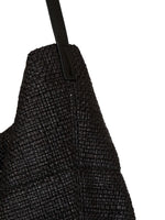 Balmain Track Tote Bag In Raffia And Calfskin