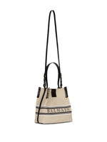Balmain Release Bucket Bag In Canvas And Calfskin