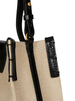 Balmain Release Bucket Bag In Canvas And Calfskin