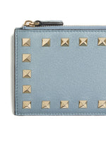 Valentino Garavani-Rockstud Grainy Calfskin Cardholder With Zip