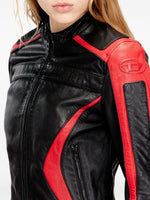 Diesel Biker jacket in colour-block leather