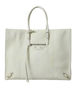 Balenciaga White Yellow Exotic Skin Leather Shopping Tote PAPIER Bag