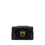 PINKO Black Calf Leather Bos Taurus Shoulder Bag