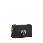 PINKO Black Calf Leather Bos Taurus Shoulder Bag