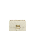 PINKO White Calf Leather Bos Taurus Shoulder Bag