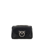 PINKO Black Calf Leather Bos Taurus Shoulder Bag