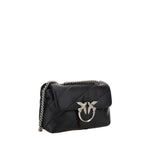 PINKO Black Calf Leather Bos Taurus Shoulder Bag