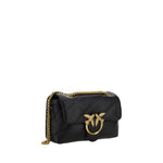PINKO Black Calf Leather Bos Taurus Shoulder Bag
