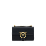 PINKO Black Calf Leather Bos Taurus Shoulder Bag