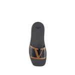 Valentino Garavani Black Calf Leather Bos Taurus Flat Sandals