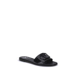 Valentino Garavani Black Calf Leather Bos Taurus Flat Sandals