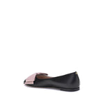 Valentino Garavani Black Calf Leather Bos Taurus Ballet Flats