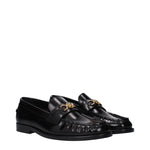 Versace Black Leather Slip-On Loafers