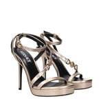 Versace Gold Leather Stiletto Heel Sandals