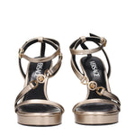 Versace Gold Leather Stiletto Heel Sandals