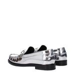 Versace Gray Leather Slip-On Loafers