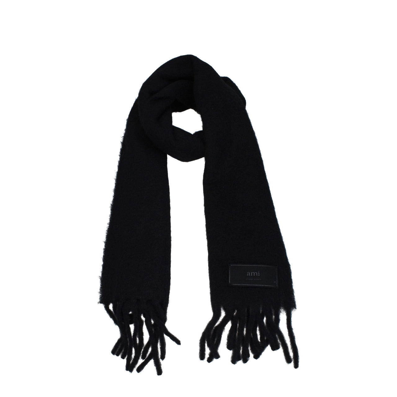 Ami Paris Black Leather Scarf