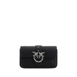 PINKO Black Calf Leather Bos Taurus Shoulder Bag