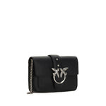 PINKO Black Calf Leather Bos Taurus Shoulder Bag